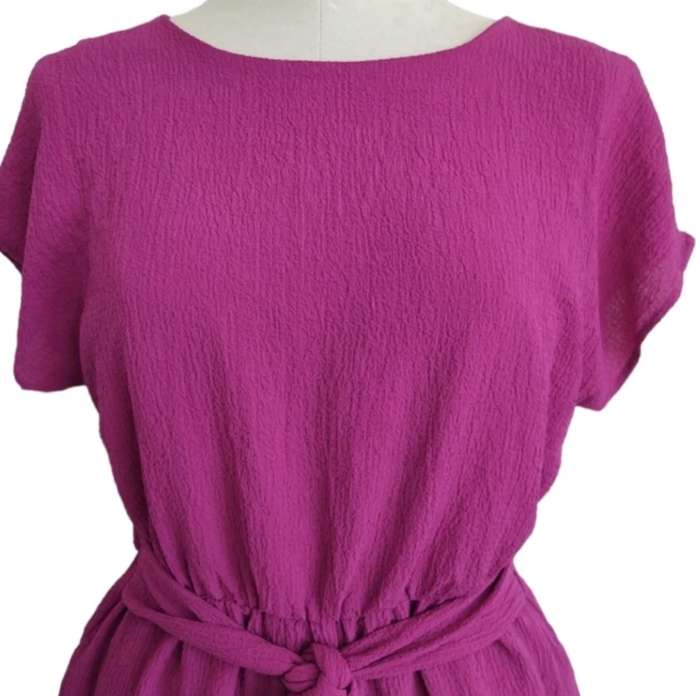 Grayson Magenta Cap Sleeve Shorts Romper Fully Lined Elastic & Tie Waist Size XL - Picture 4 of 5